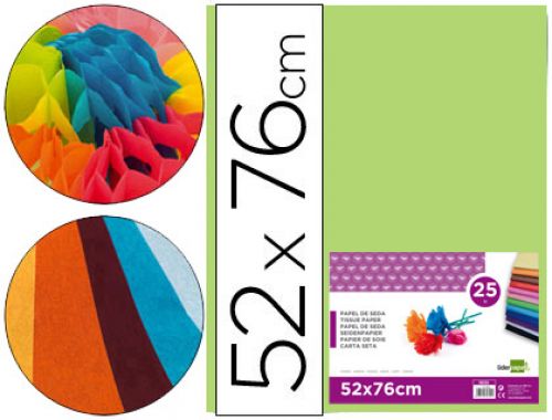 Papel seda liderpapel 52 x 76 cm 18 gr verde medio embalagem de 25 folhas , Liderpapel , 22237 , 8423473222373